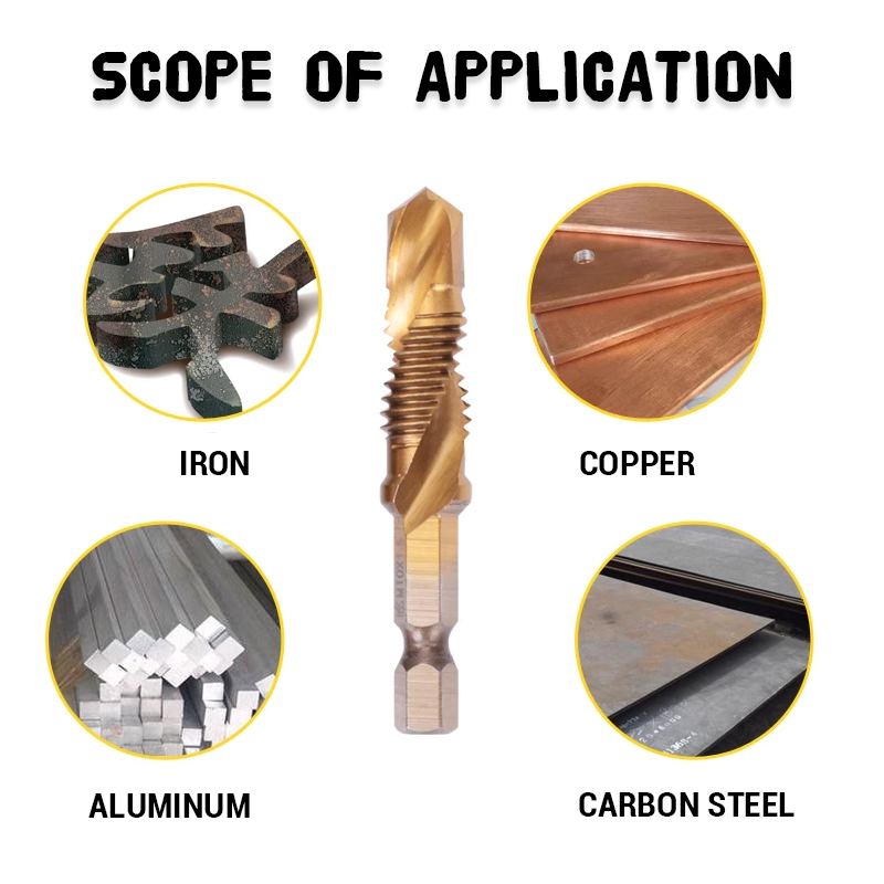 Tapping And Chamfering Integrated Hexagonal Shank Drill
